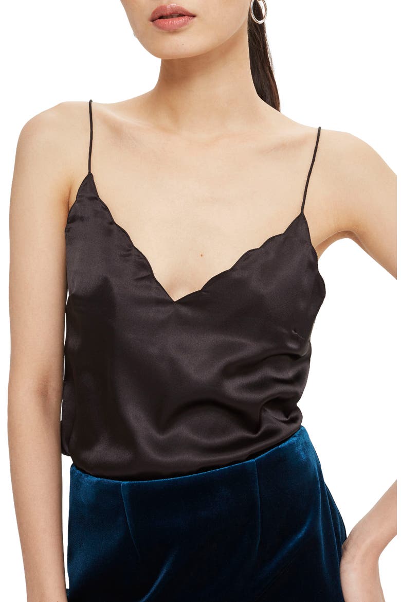 Scallop Crop Camisole, Main, color, BLACK
