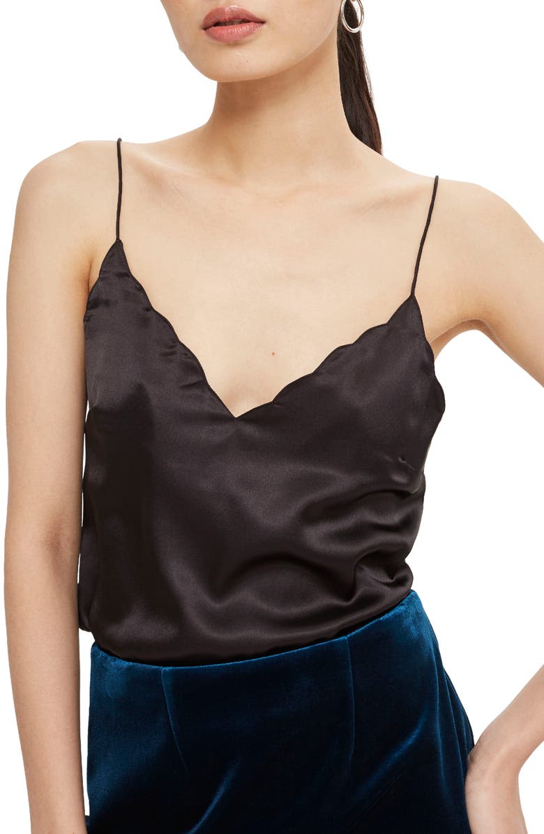 Topshop Scallop Crop Camisole, Main, color, 