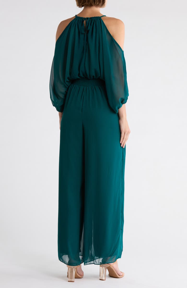 Halogen<sup>®</sup> Chiffon Halter Jumpsuit, Alternate, color, Neo Emerald