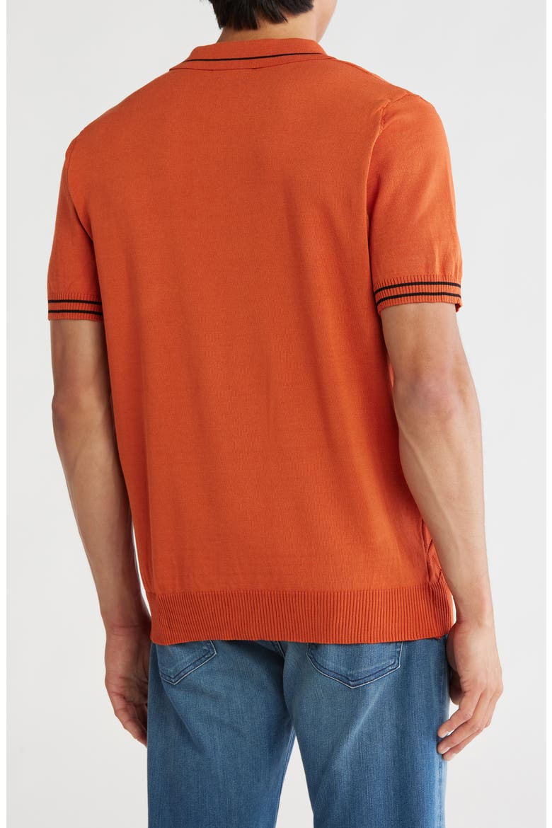 Tipped Collar Sweater Knit Polo, Alternate, color, BRICK