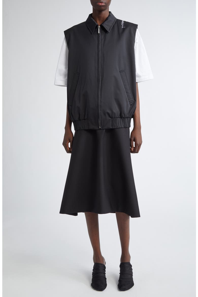 Collared Bomber Vest, Alternate, color, BLACK