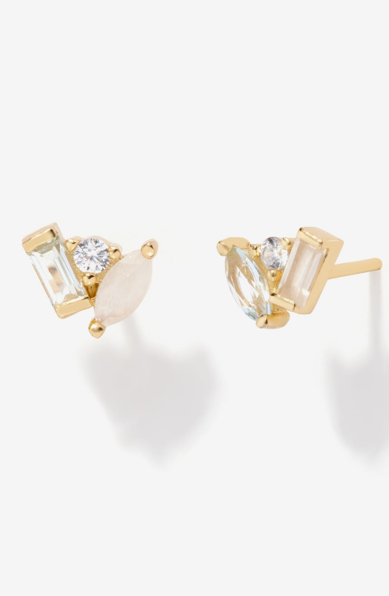Little Sky Stone Seraphina Moonstone Topaz Stud Earrings, Main, color, Gold