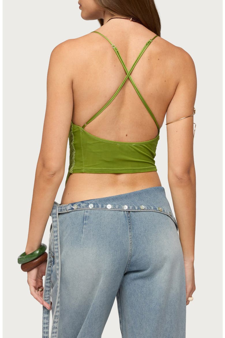 Elenie Fringe Crop Camisole, Alternate, color, GREEN