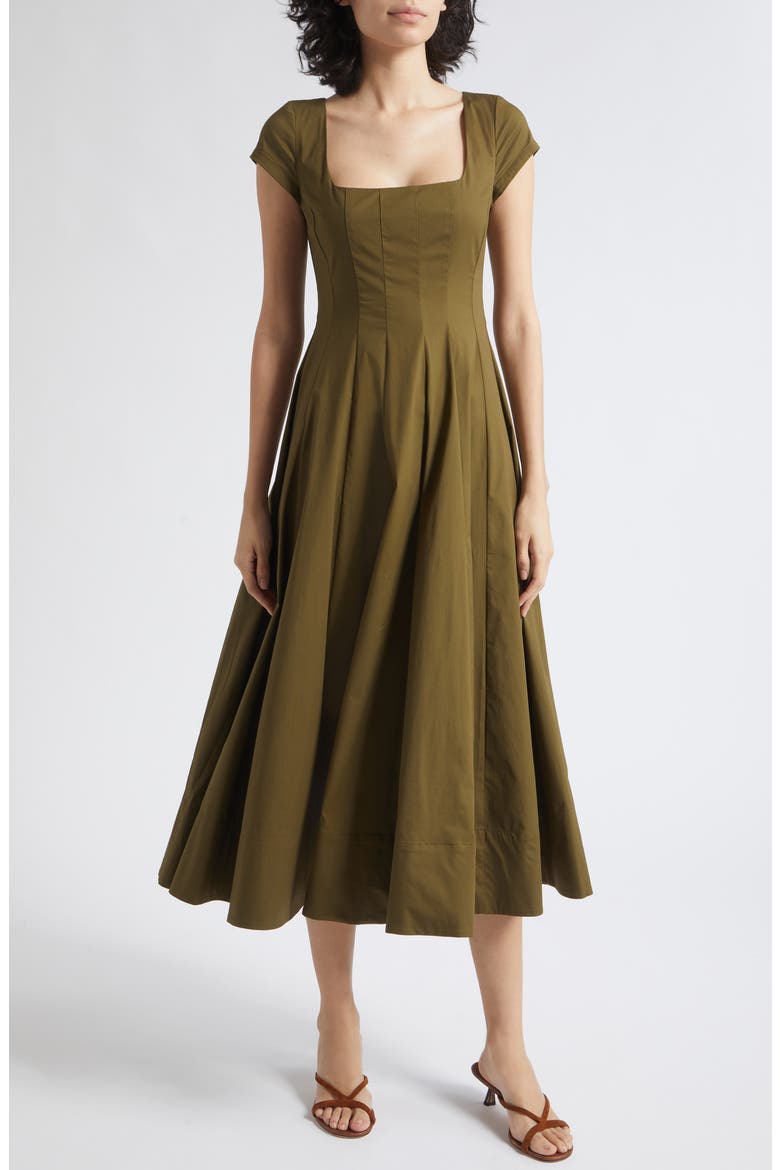 Short Sleeve Wells Dress, Main, color, DARK OLIVE