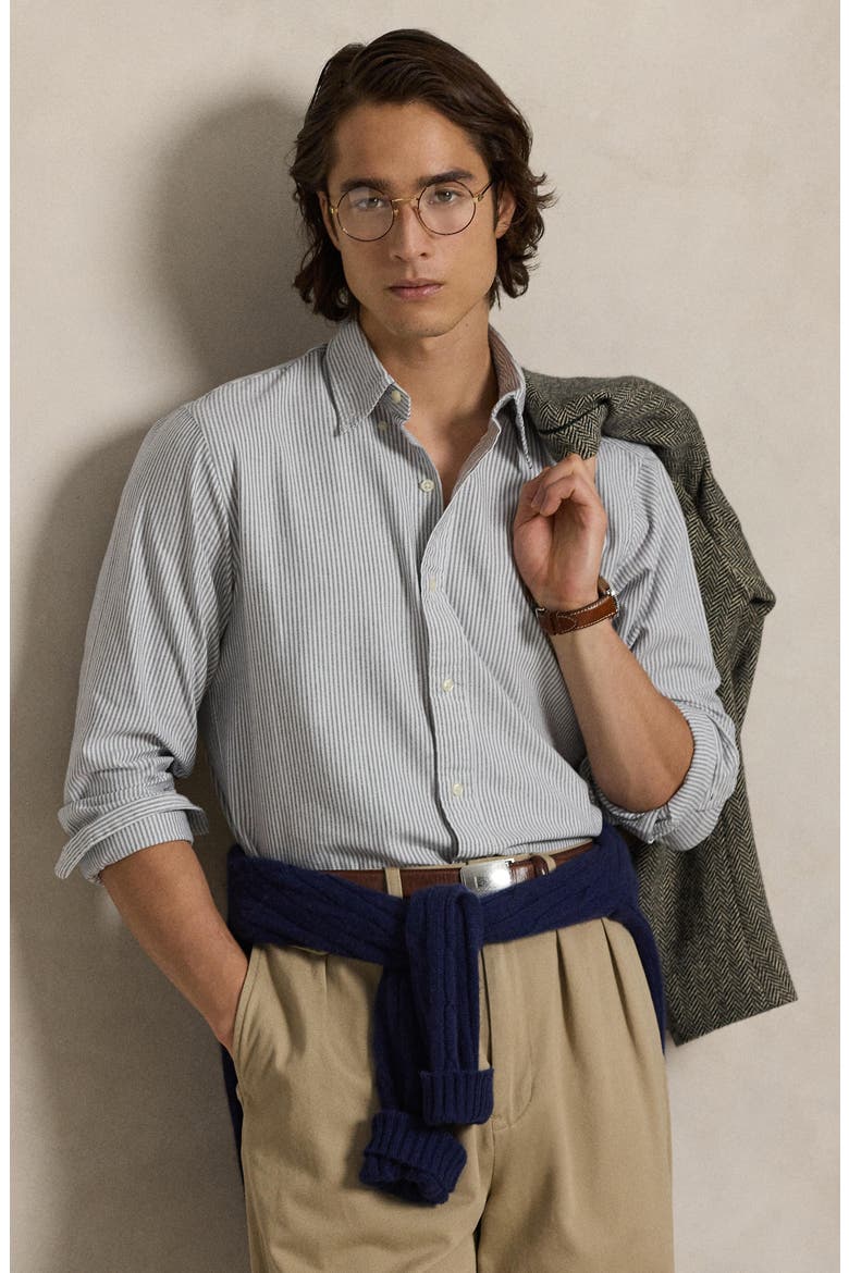 Classic Fit Striped Oxford Shirt, Alternate, color, 6636O SLATE/WHITE