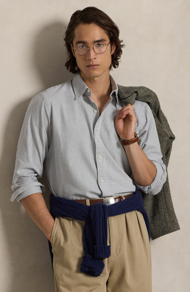 Polo Ralph Lauren Classic Fit Stripe Oxford Button-Down Sport Shirt, Alternate, color, 