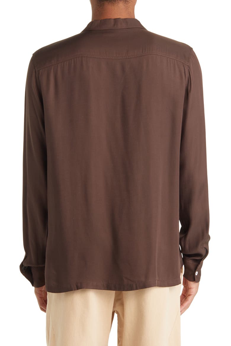 Rayon Button-Up Shirt, Alternate, color, BROWN