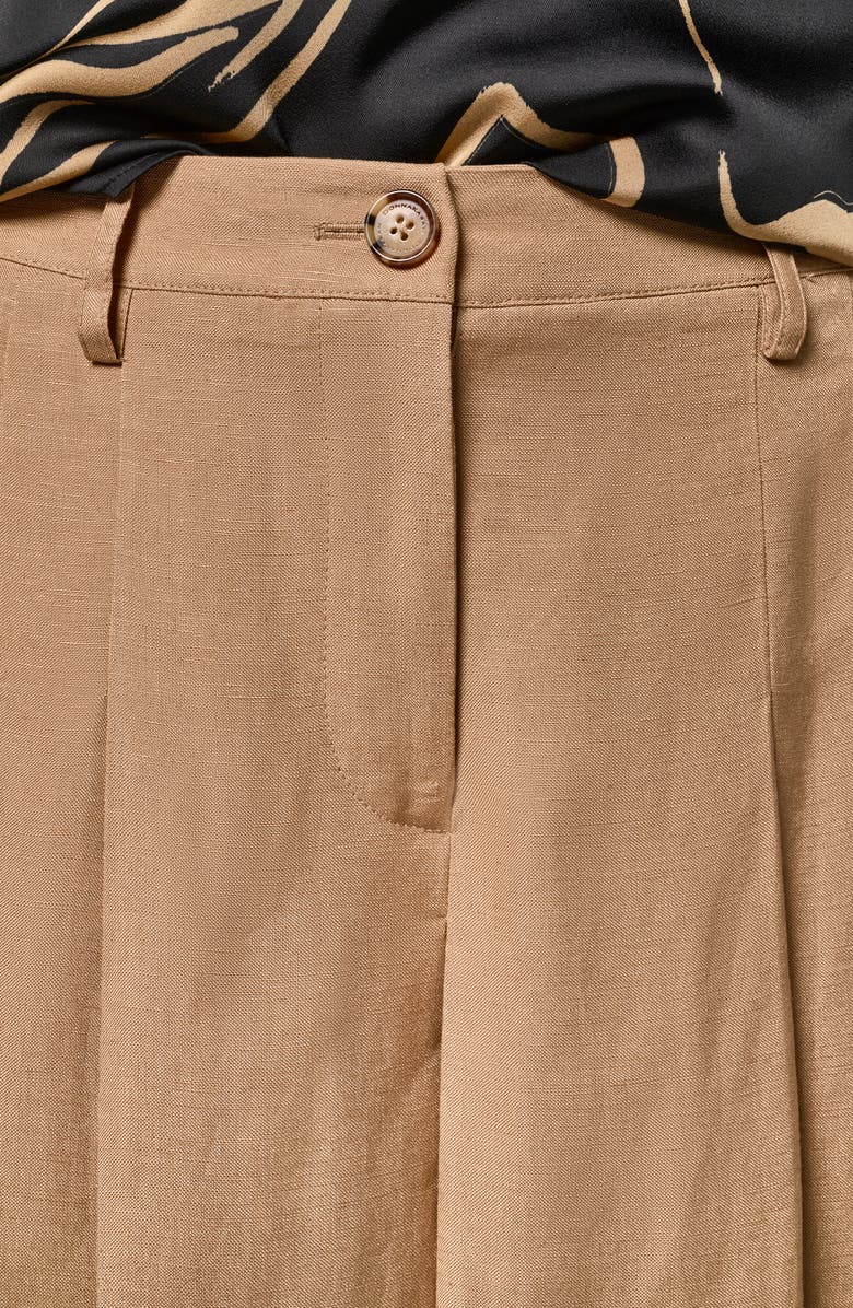 Donna Karan New York Pleated Crop Linen Blend Pants, Alternate, color, Fawn