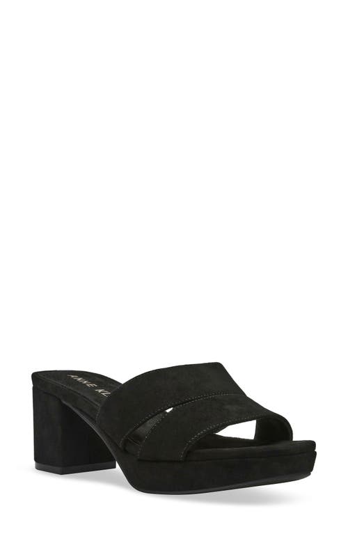 Anne Klein Women's Palmer Slip On Block Heel Dress Sandals In Black Suede