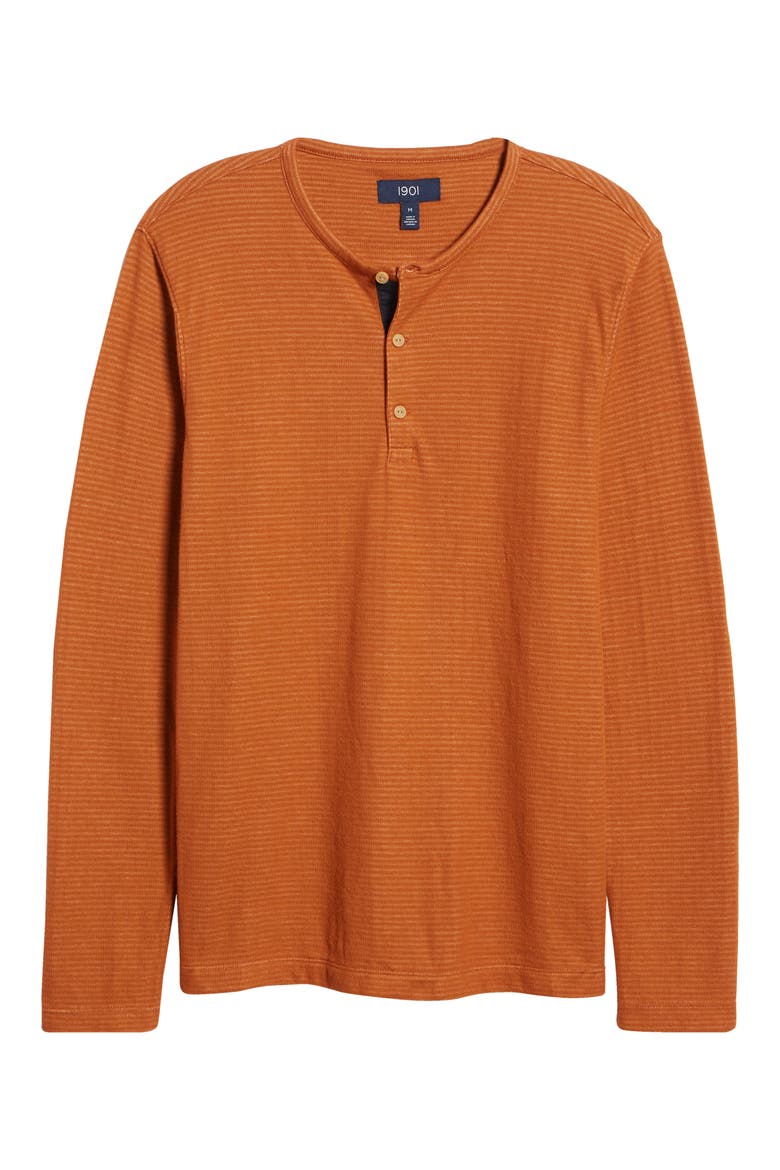 Stripe Long Sleeve Henley, Alternate, color, RUST GINGER WHITE TEXTURE