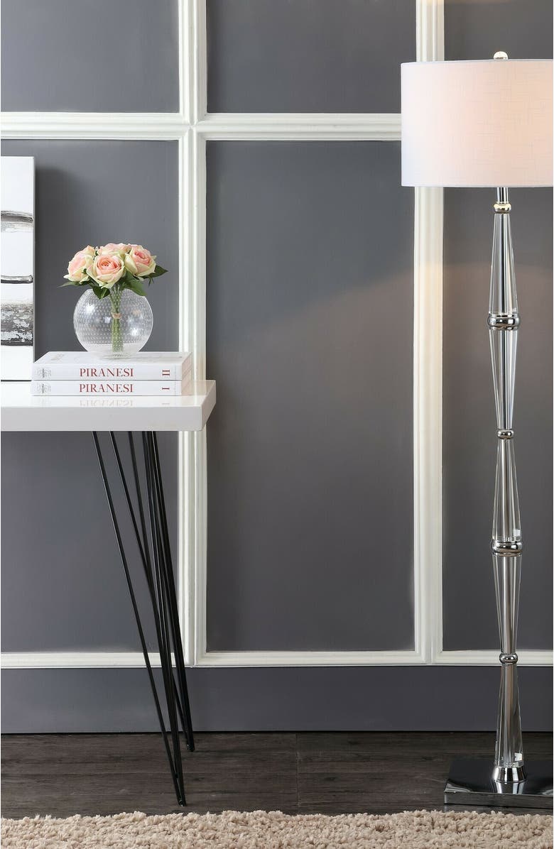 JONATHAN Y Francine 60" Crystal LED Floor Lamp, Chrome/Clear, Alternate, color, Clear/Chrome