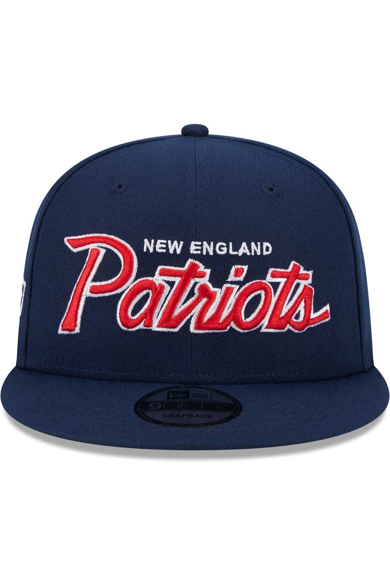 Men's New Era Navy New England Patriots Main Script 9FIFTY Snapback Hat, Alternate, color, Navy