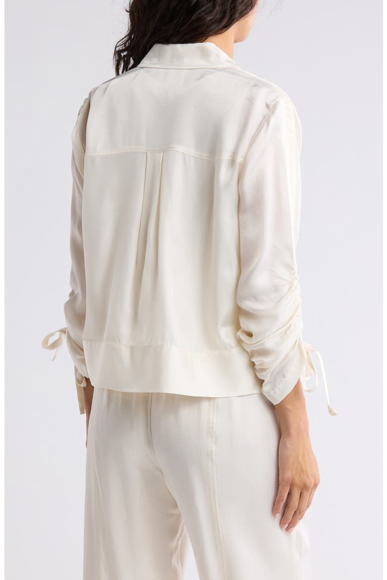 Dale Ruched Sleeve Cupro Satin Jacket, Alternate, color, IVORY