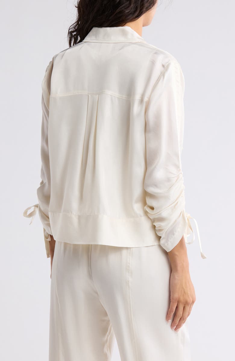 Cinq à Sept Dale Ruched Sleeve Cupro Satin Jacket, Alternate, color, 