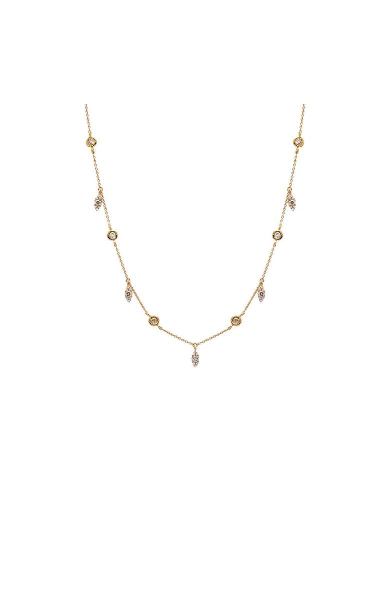 BY ADINA EDEN Diamond Bezel X Pave Shaker Necklace 14K, Main, color, 