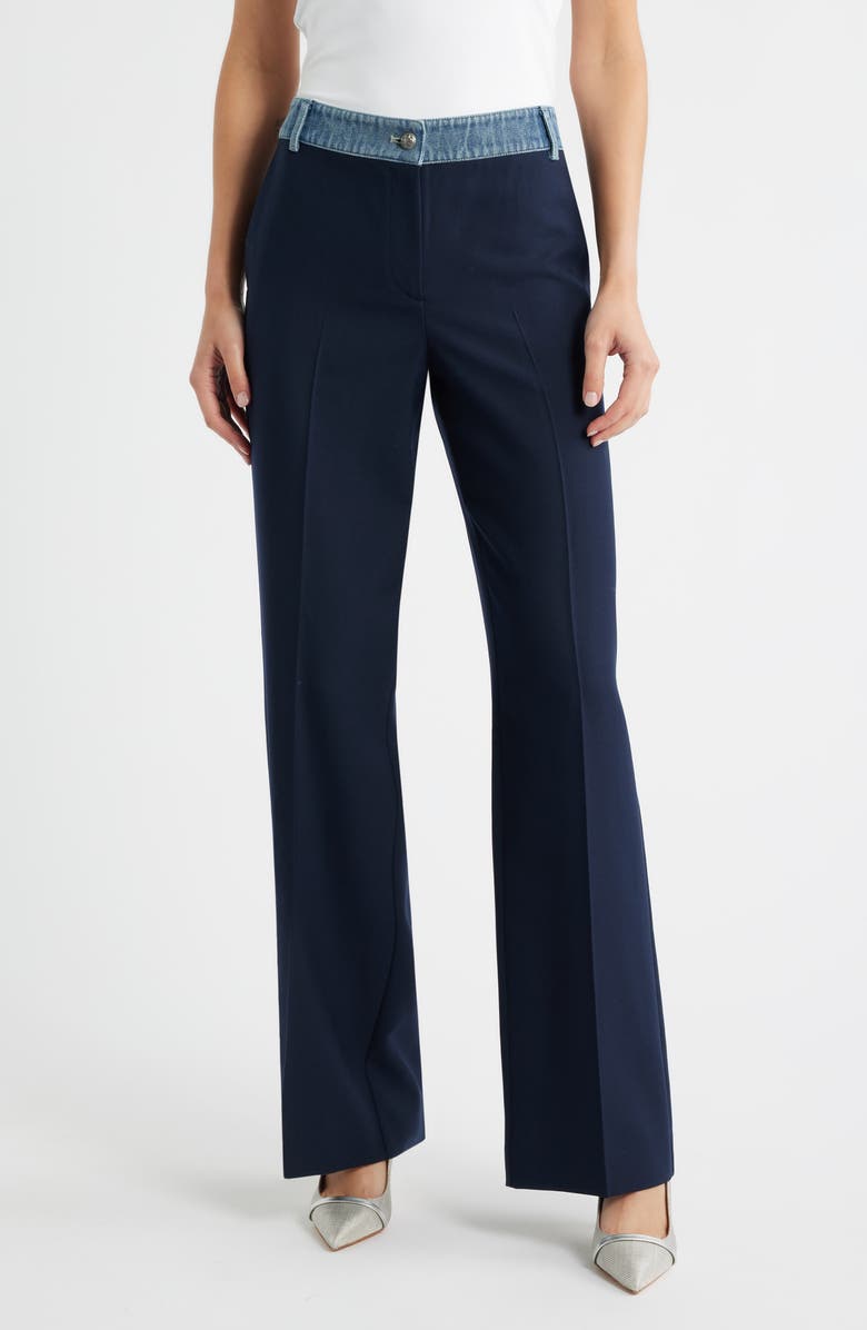 KOBI HALPERIN Poe Denim Contrast Pants, Main, color, Navy