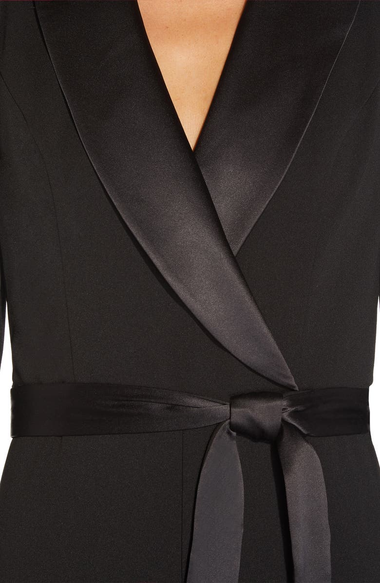 Adrianna Papell Satin Crepe Tuxedo Jumpsuit, Alternate, color, 