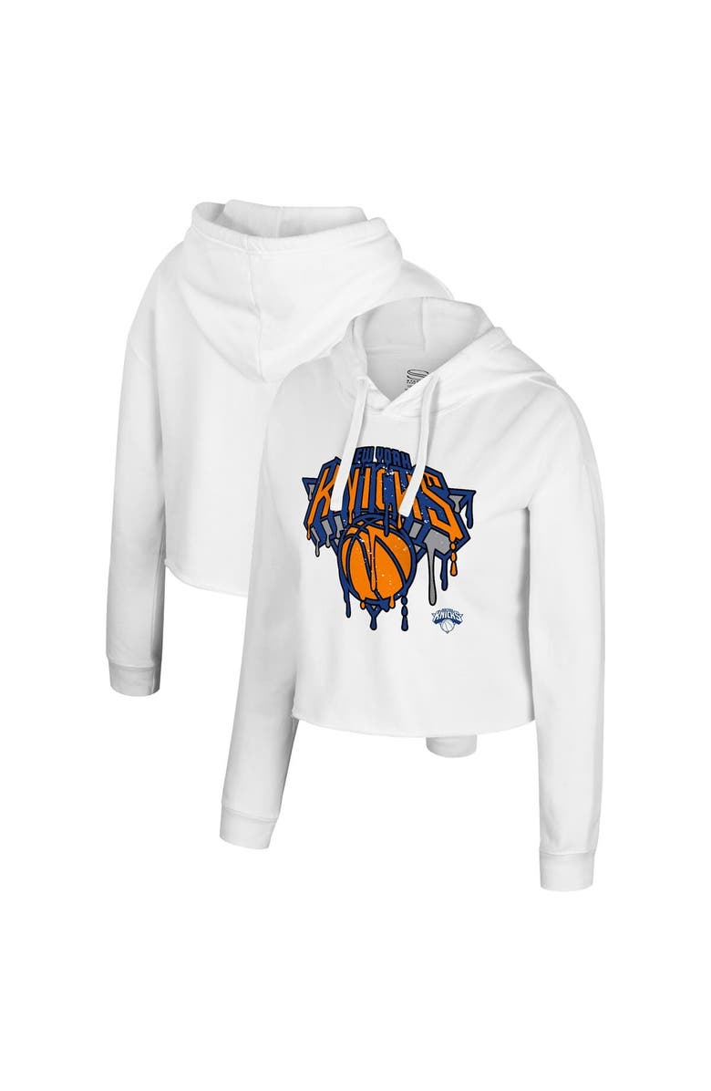 Stadium Essentials Women's Stadium Essentials White New York Knicks Ice Cream Cropped Hoodie, Main, color, White