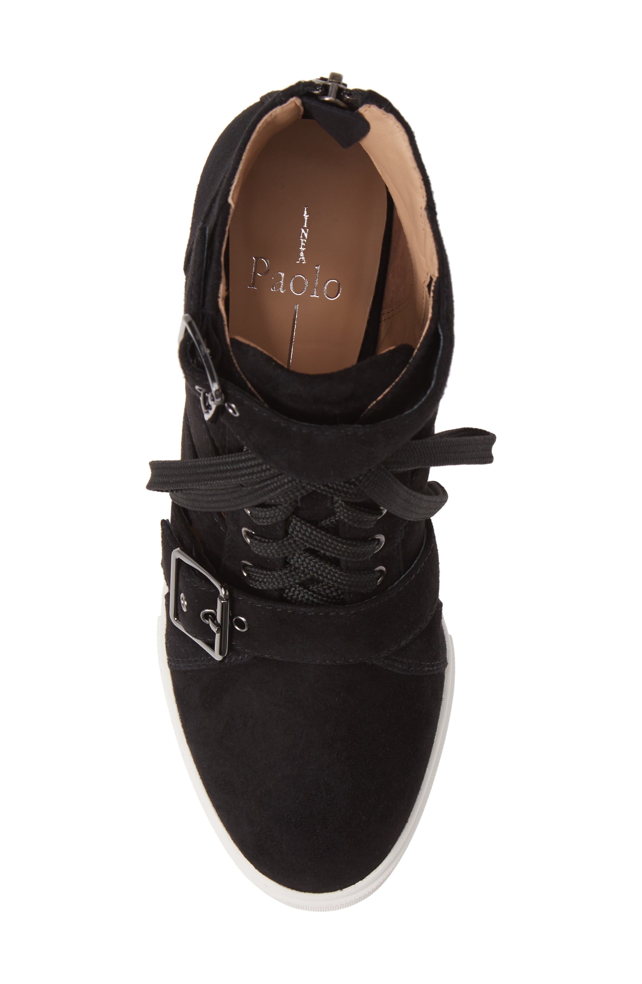 Linea Paolo Fave Cutout Wedge Sneaker, Alternate, color, Black