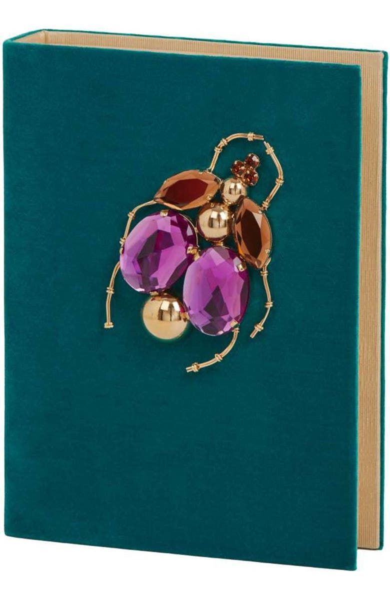 LarAllan Tofe Velvet Book Clutch, Main, color, Turquoise