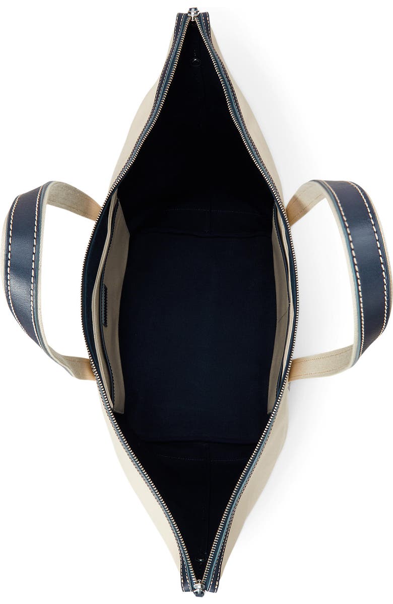 Polo Ralph Lauren Large Leather Trim Canvas Shopper Tote, Alternate, color, Ecru/ Navy