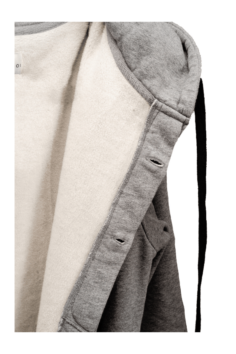 Grey Melange DB Hoodie Robe, Alternate, color, Grey Melange