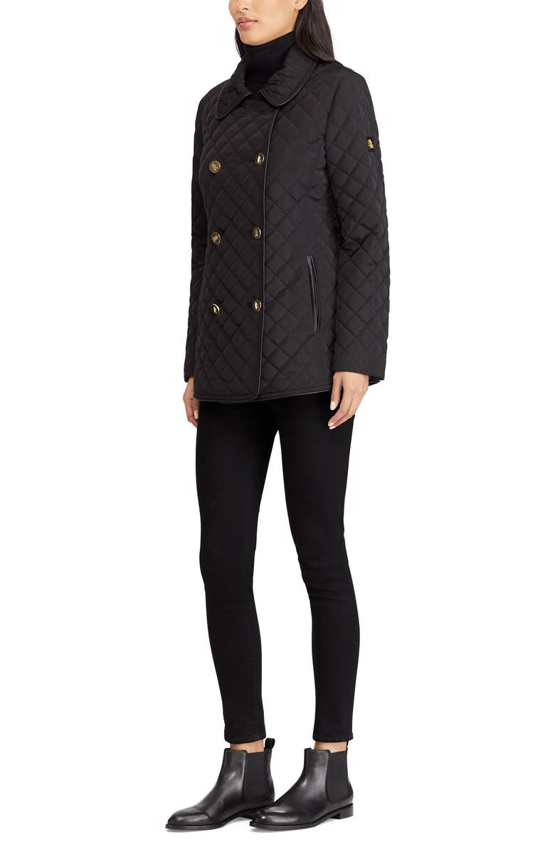 Lauren Ralph Lauren Double Breasted Quilted Coat, Alternate, color,