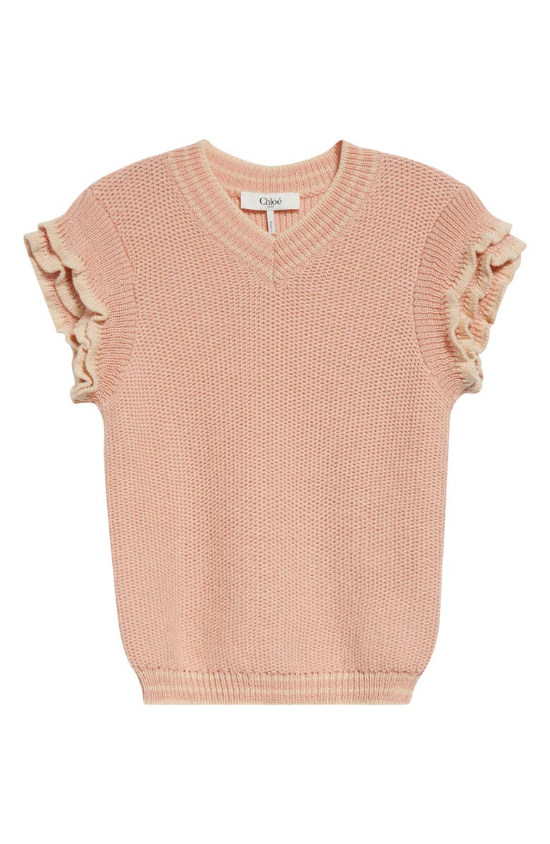 Chloé Tipped Ruffle Sleeve Sweater, Alternate, color, 