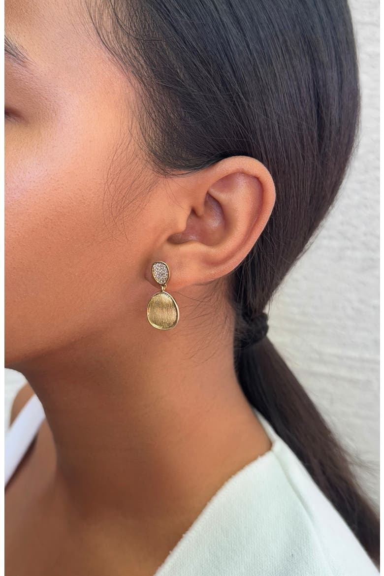 Pavé Cubic Zirconia Satin Finish Drop Earrings, Alternate, color, GOLD