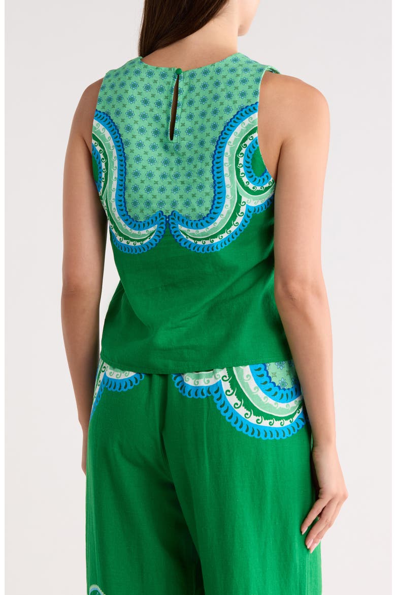 Linen Blend Print Top, Alternate, color, JUNGLE PAISLEY PRINT