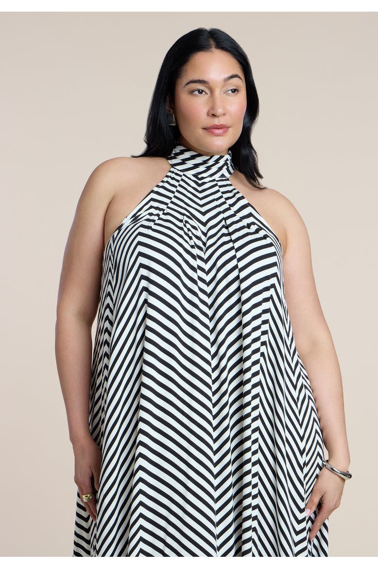 Trapeze Halter Maxi Dress, Alternate, color, CHEVRON ROW