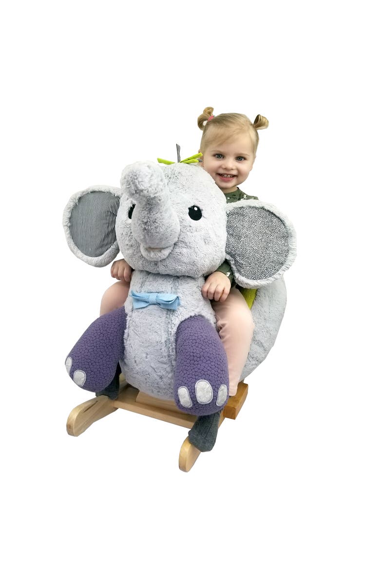 Little Rockers Elephant Wooden Plush Ride, Alternate, color, Multicolored