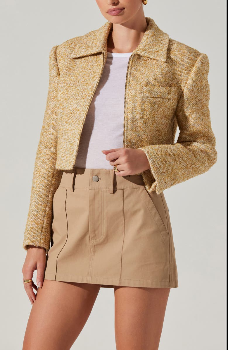 ASTR the Label Lindsay Tweed Zip Jacket, Alternate, color, Yellow