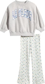 NEXT Kids' Ditsy Sweatshirt & Floral Flare Leggings Set