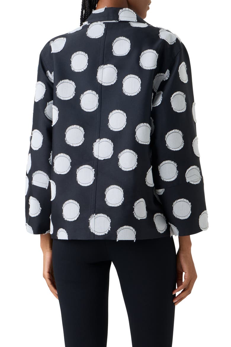 Fringed Fil Coupé Polka Dot Jacquard Jacket, Alternate, color, BLACK-CREAM