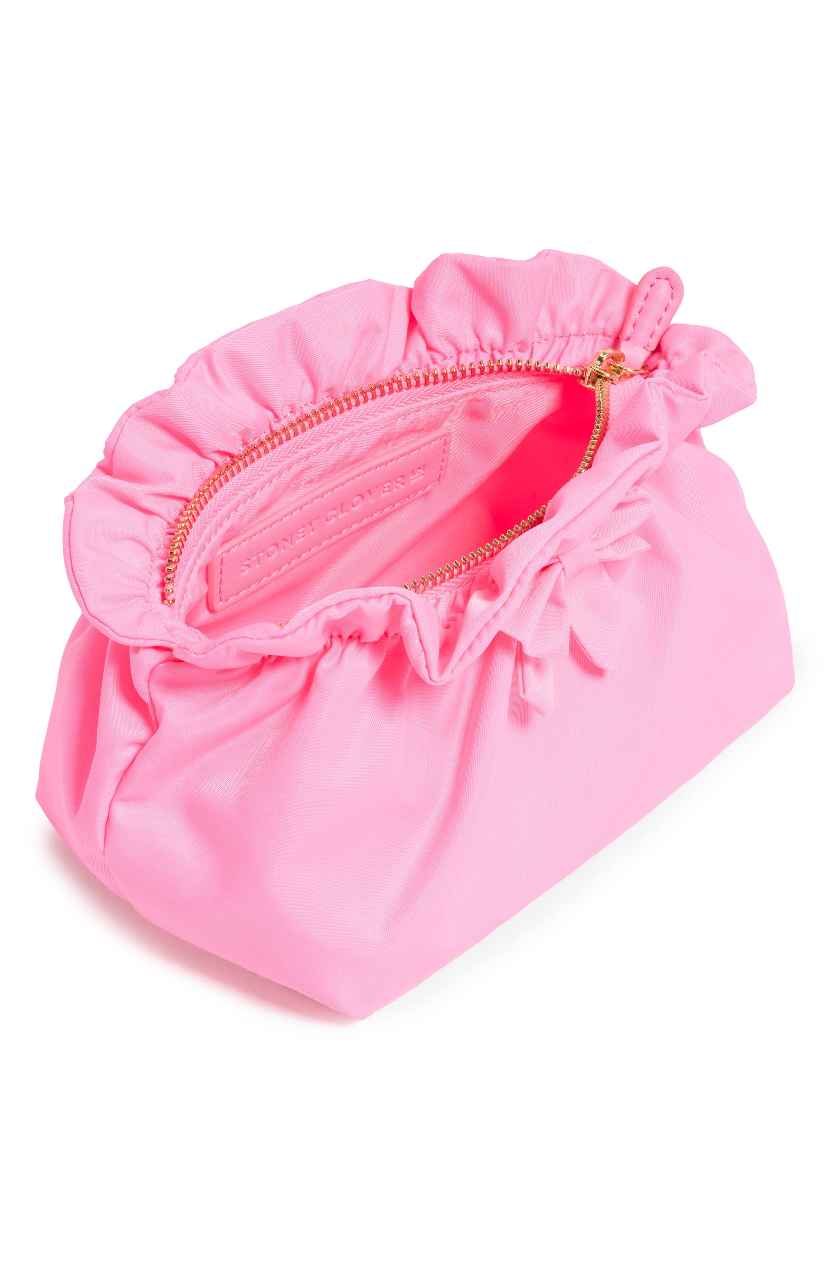 Bow Nylon Pouch, Alternate, color, BUBBLEGUM