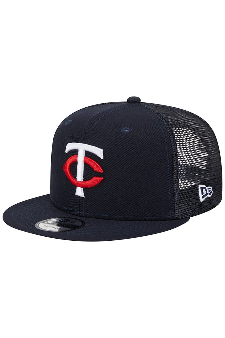 Men's New Era Navy Minnesota Twins Team Color Trucker 9FIFTY Snapback Hat, Main, color, Navy