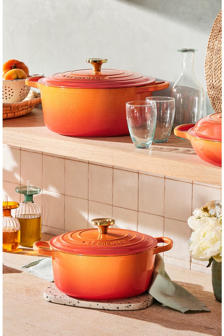 Signature 6.75-Quart Oval Enamel Cast Iron Dutch Oven with Lid, Alternate, color, FLAMME DOREE