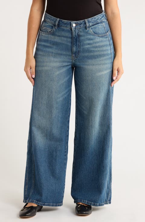 NCE High Waist Wide Leg Jeans (Scenic Route) (Plus)