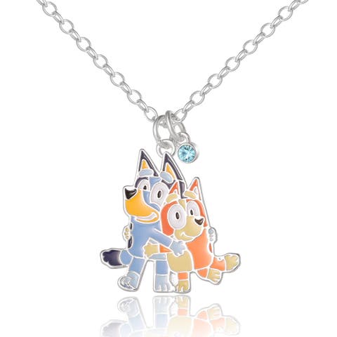 Bluey And Bingo Hugging Pendant Necklace Official License, 16"+2"