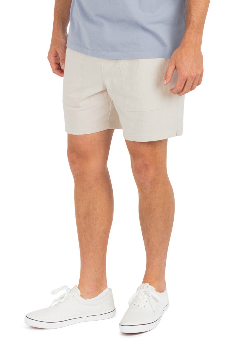 Volley Solid Cotton Drawstring Shorts, Alternate, color, BONE