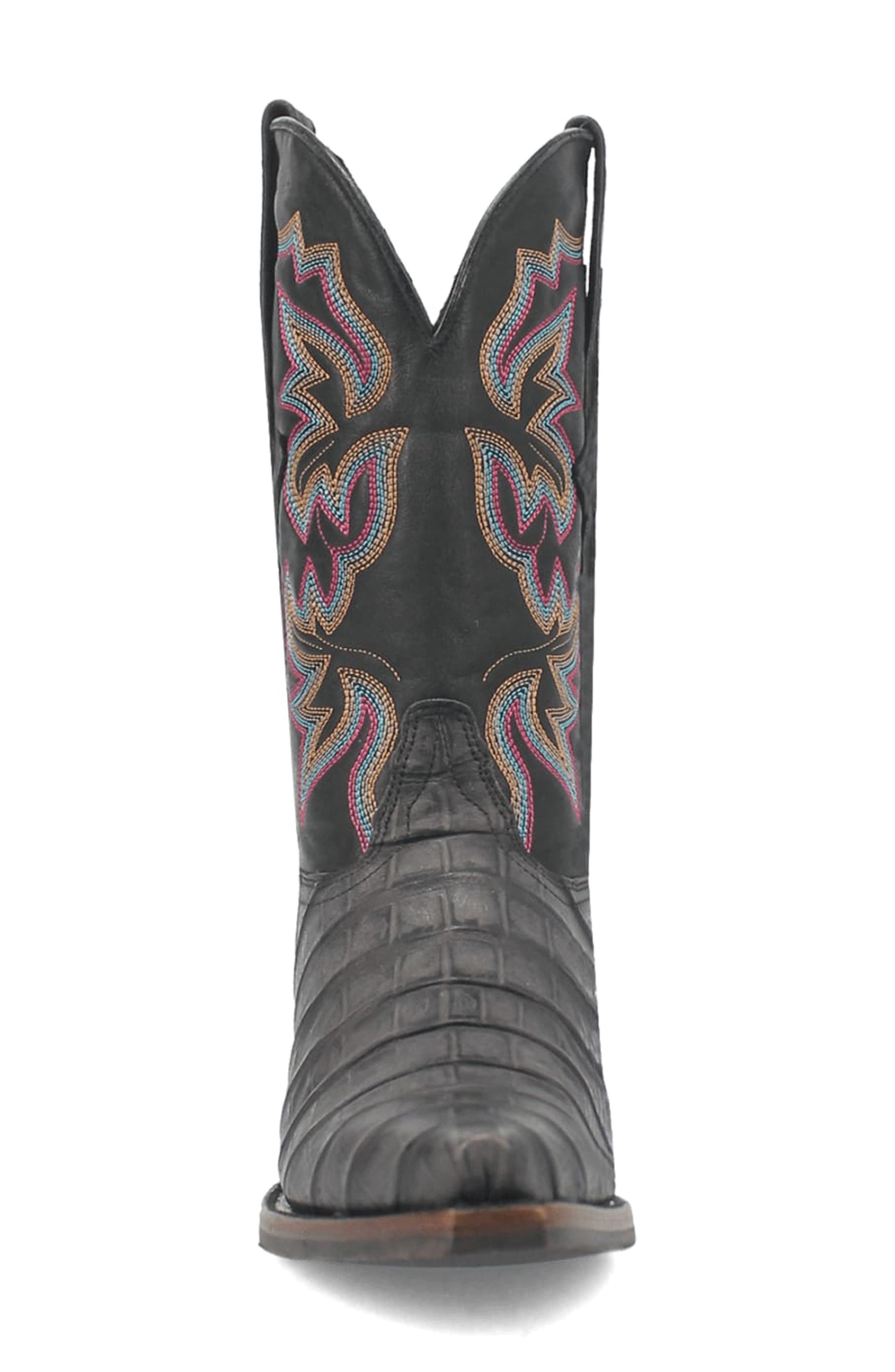 Dingo Gator Embossed Cowboy Boot, Alternate, color, Black
