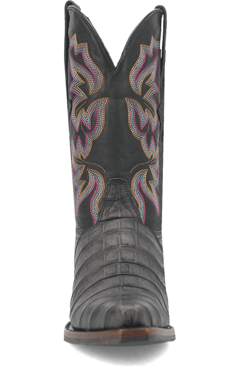 Dingo Gator Embossed Cowboy Boot, Alternate, color, Black