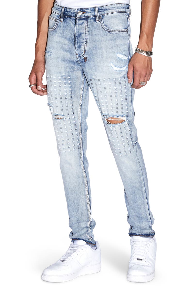 Ksubi Chitch Enjoy Trashed Ripped Slim Fit Tapered Leg Jeans, Main, color, 