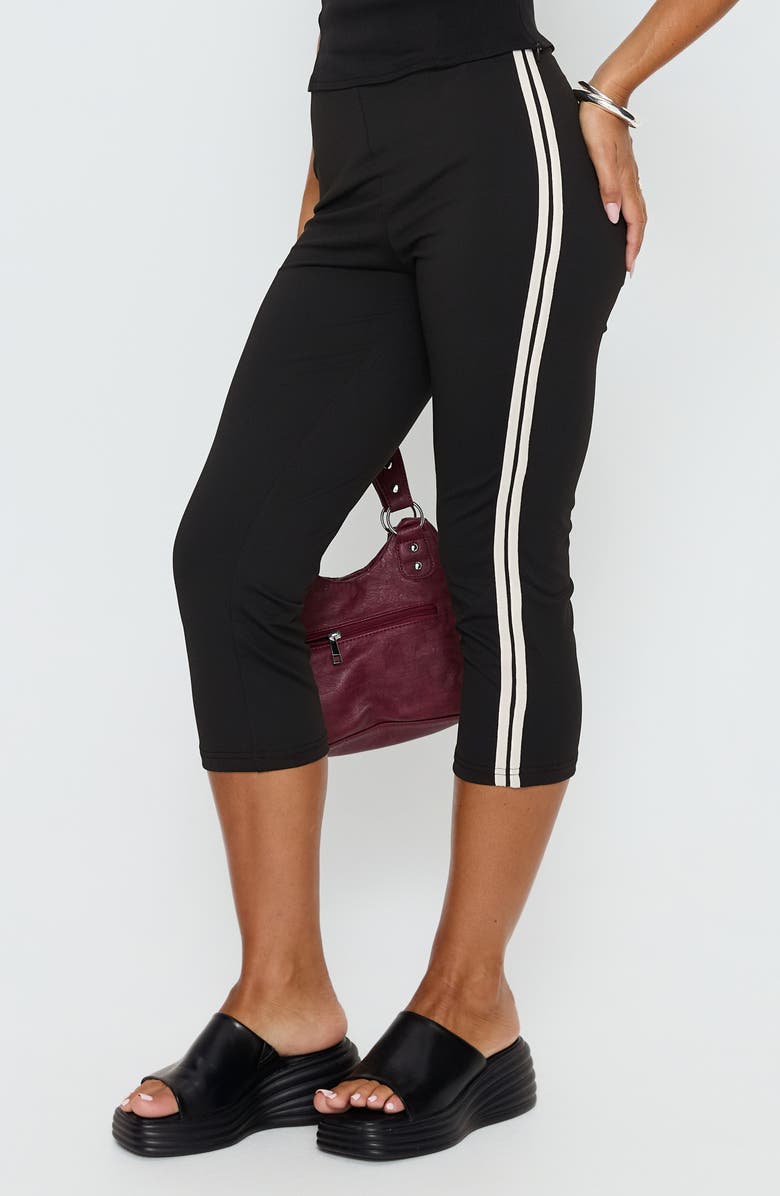 Princess Polly Jobey Stripe Capri Pants, Alternate, color, Black