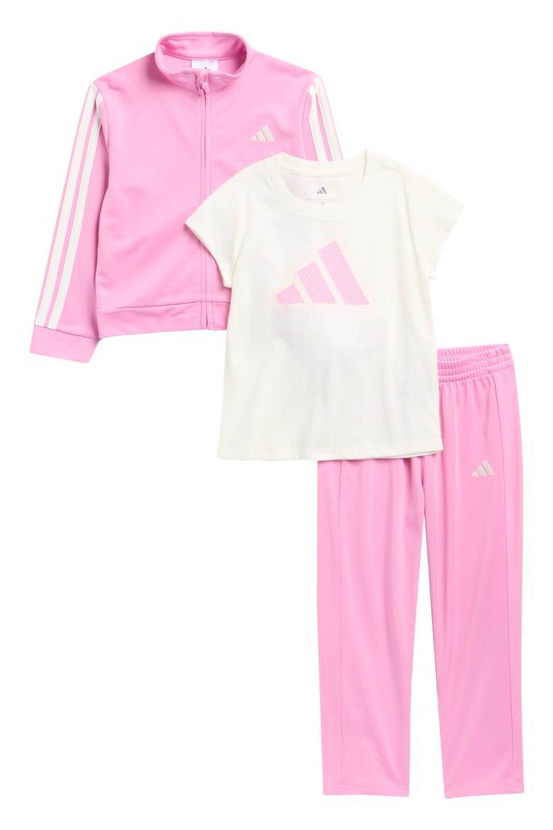 Kids' 3-Piece Tricot Jacket, T-Shirt & Track Pants Set, Main, color, TROPIC BLOOM