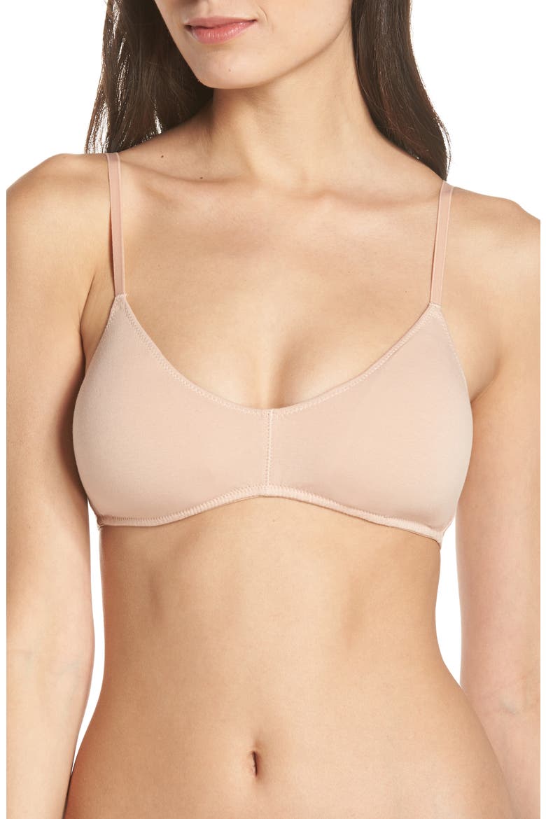 Cotton & Modal Bralette with Removable Pads, Main, color, LIGHT STONE