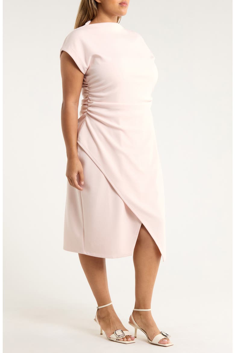 Ruched Cap Sleeve Dress, Alternate, color, PINK WISP