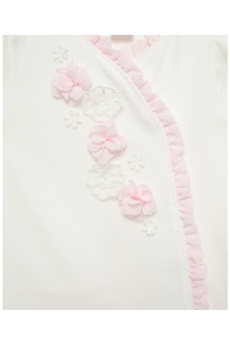 Velour Flowers Footie, Alternate, color, IVORY