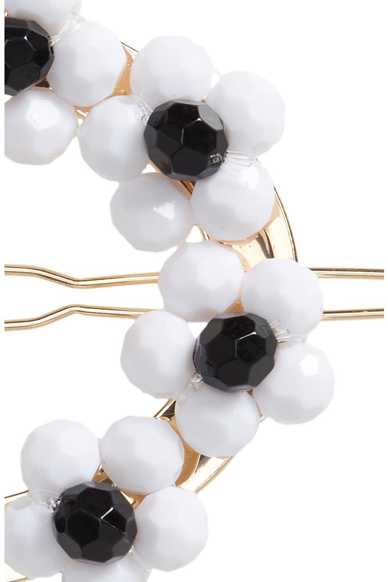 Floral Barrette, Alternate, color, WHITE- BLACK